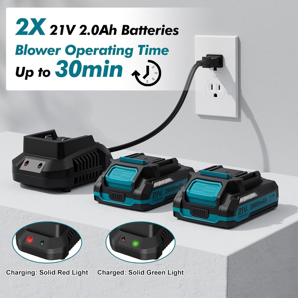 Powerful 21V Cordless Leaf Blower - Advanced Turbo, Fast Charging & Lightweight