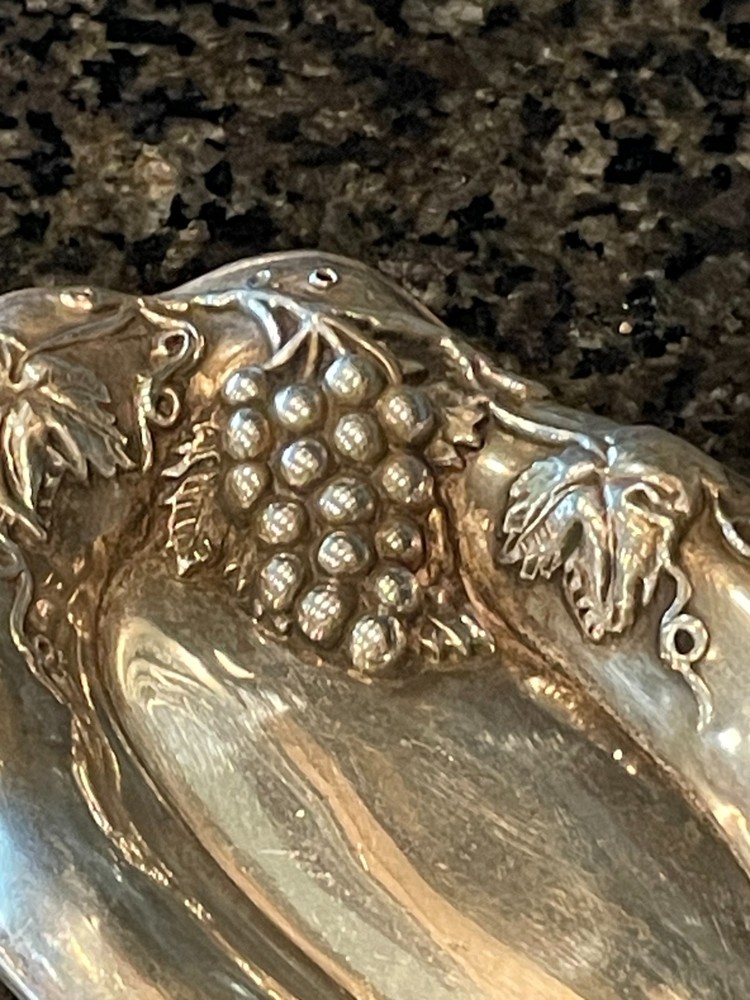 Antique Eureka Silver-Plated Small Serving Tray Dish Bowl Grapevine Pattern 5.5"