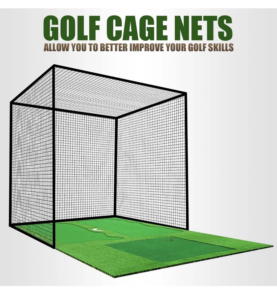 Golf Batting Cage Netting Practice Nets, 10ft × 10ft x 10ft Frame NOT Included