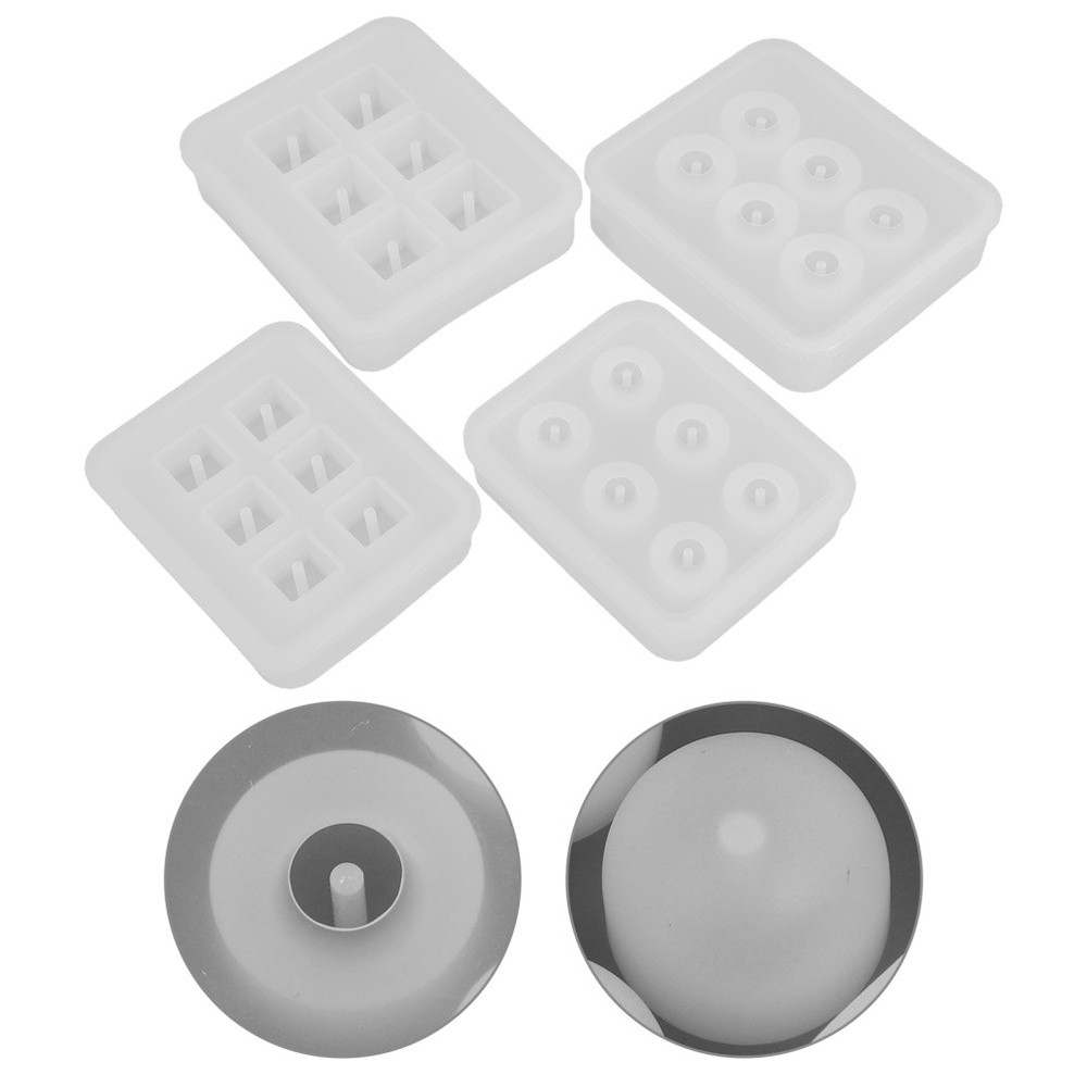 4 Pcs Resin Square Head Mold Round Silicone Molds for Beads Casting