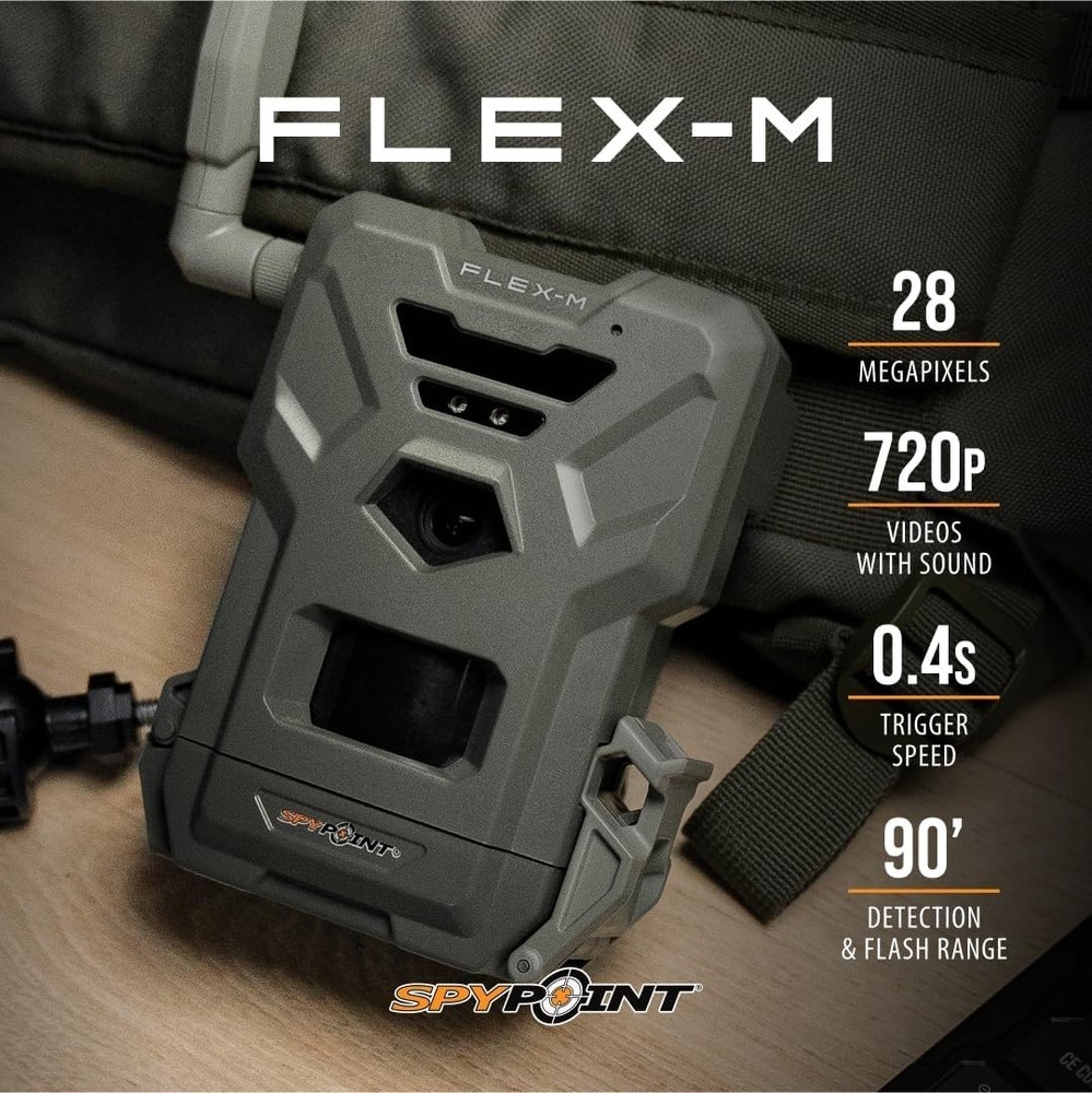 SPYPOINT Flex-M Solar Bundle - Cellular Trail Camera with Solar Panel, Best in