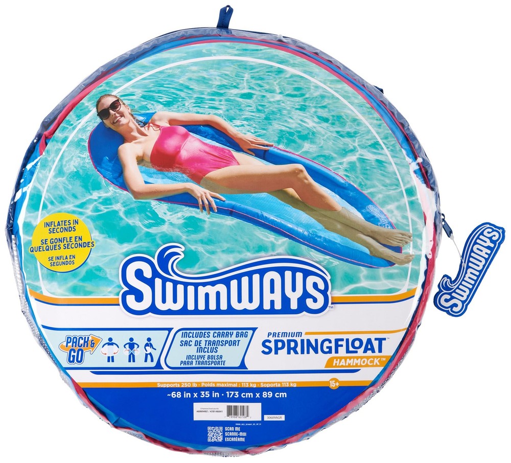 SwimWays Spring Float Premium Hammock Pool Lounger, Inflatable Pool Floats Ad...