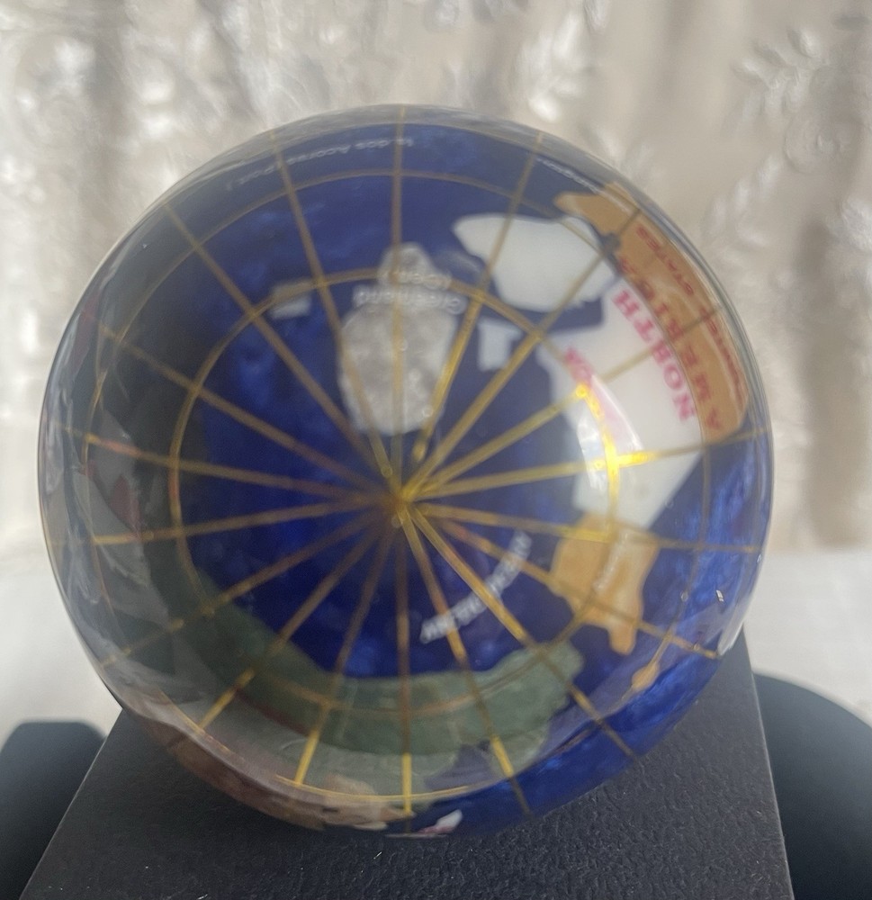 Gorgeous Multi Gemstone Globe Paper Weight Blue