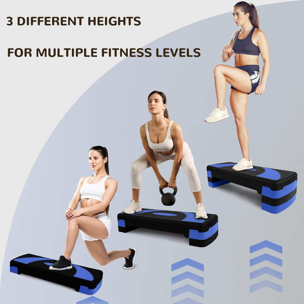 Aerobic Step Platform Trainer with Adjustable 3-Level Risers, 400 Pound Weight C