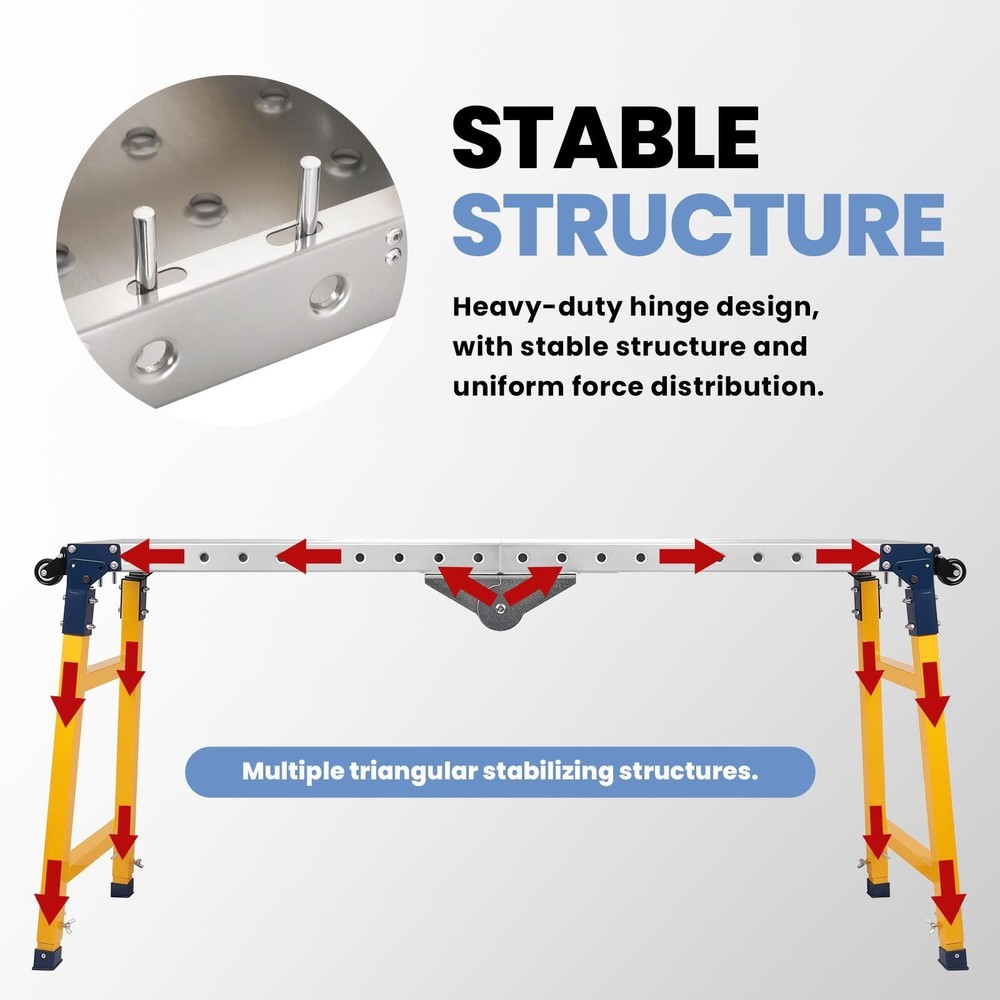 Welding Table 2200lbs Folding Workbench Stand with 5-Level Adjustable Height