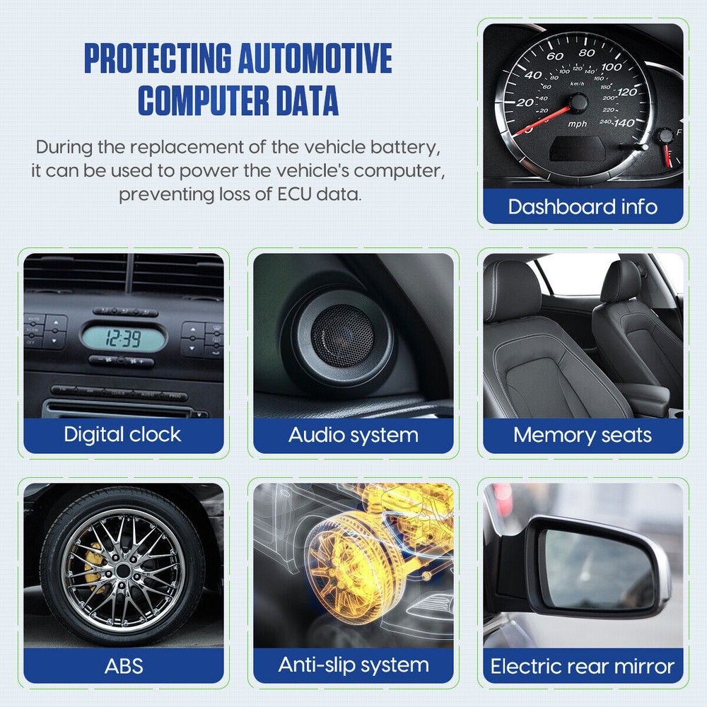 OBD2 ECU Memory Saver Portable Replace Car Battery ECU Emergency Power Cable