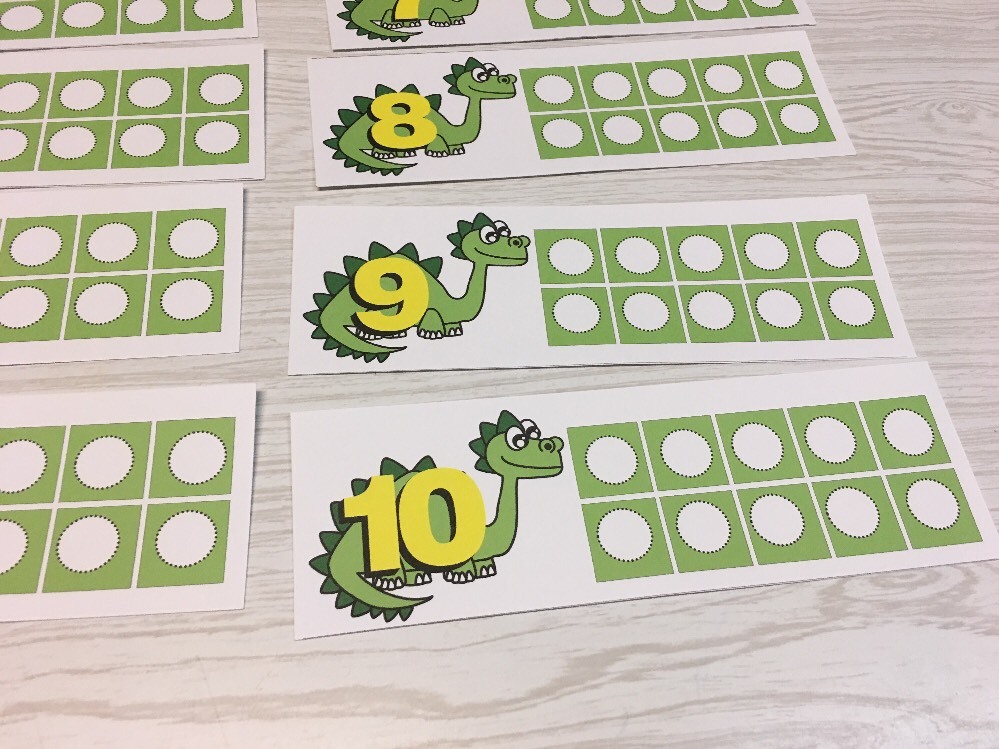 Dinosaur Ten-Frames - Laminated Activity Set - Teaching Supplies