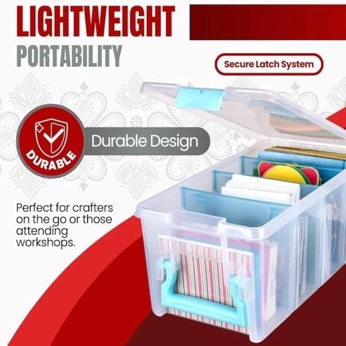 Portable Art & Craft Organizer, Clear Plastic Storage Case with Removable Divide