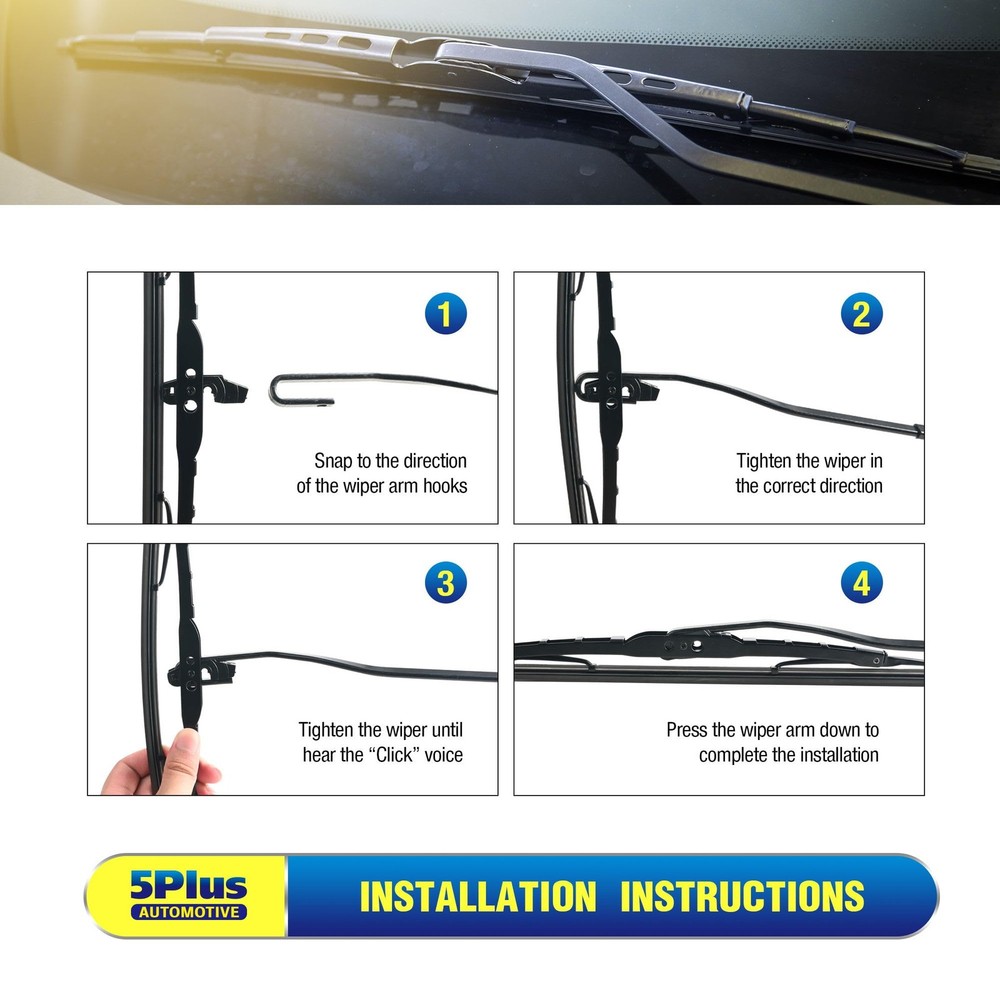 5 PLUS 22"+22" Conventional Windshield Wiper Blades Compatible with Dodge Ram...