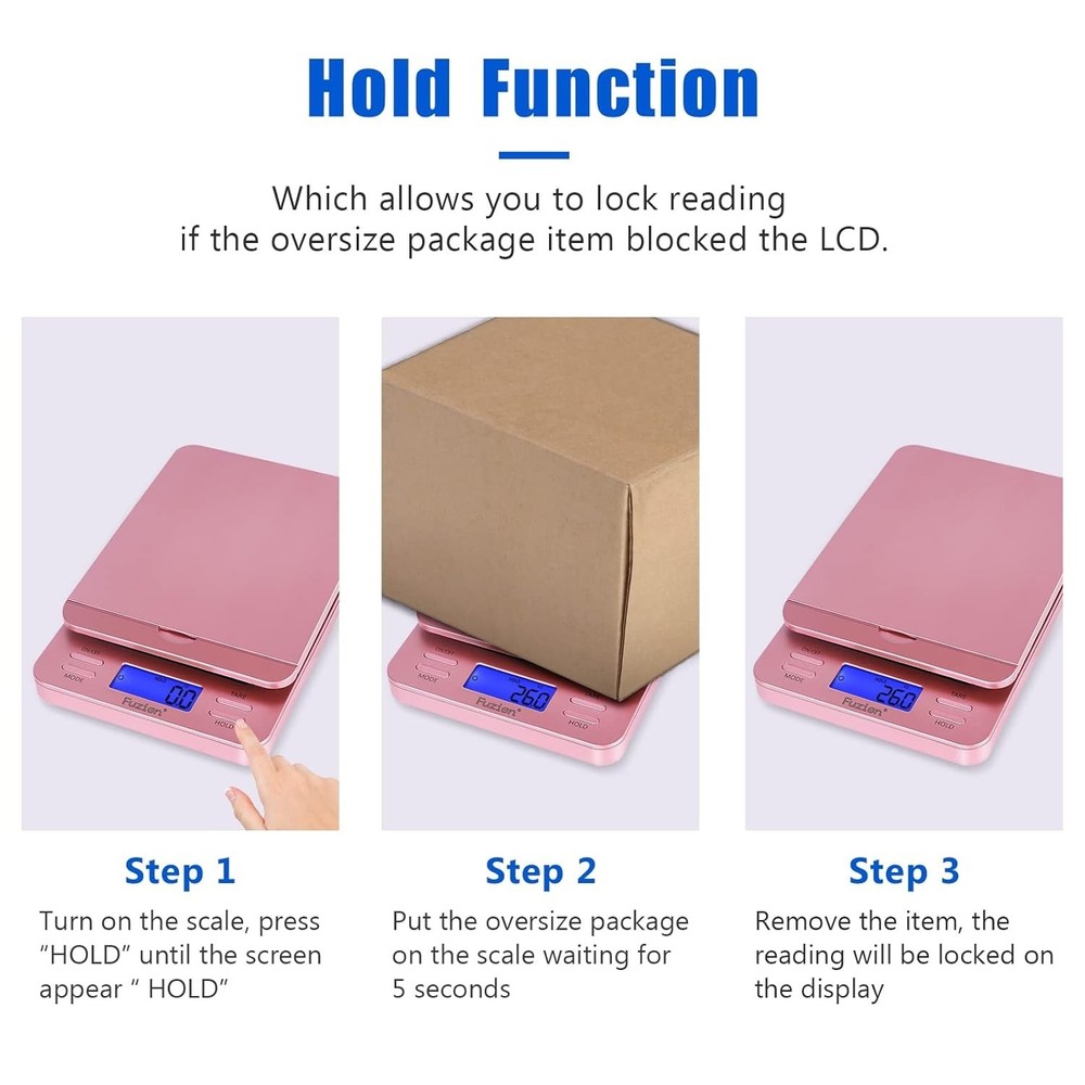 Versatile Package Scale with 5 Units - 86 lb Capacity, Tare & Hold Features