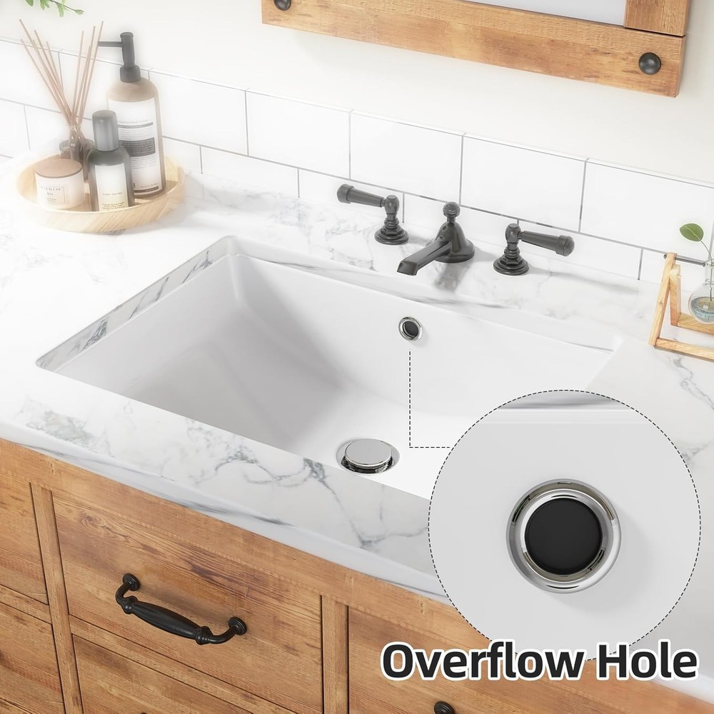 22"x16" Rectangle Undermount Bathroom Sink Ceramic Lavatory Vessel Vanity Basin