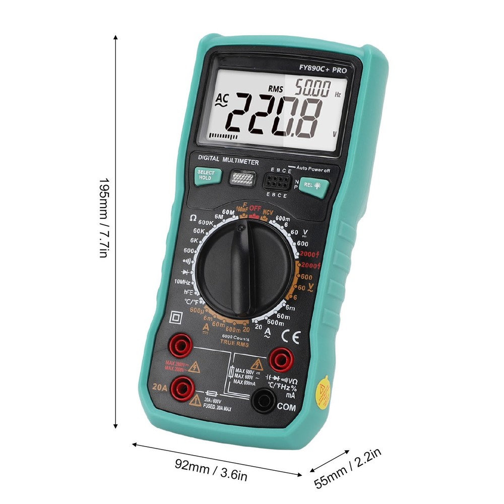 Digital Multimeter 6000 Counts Tester 2000V Voltage Current Capacitance Testing