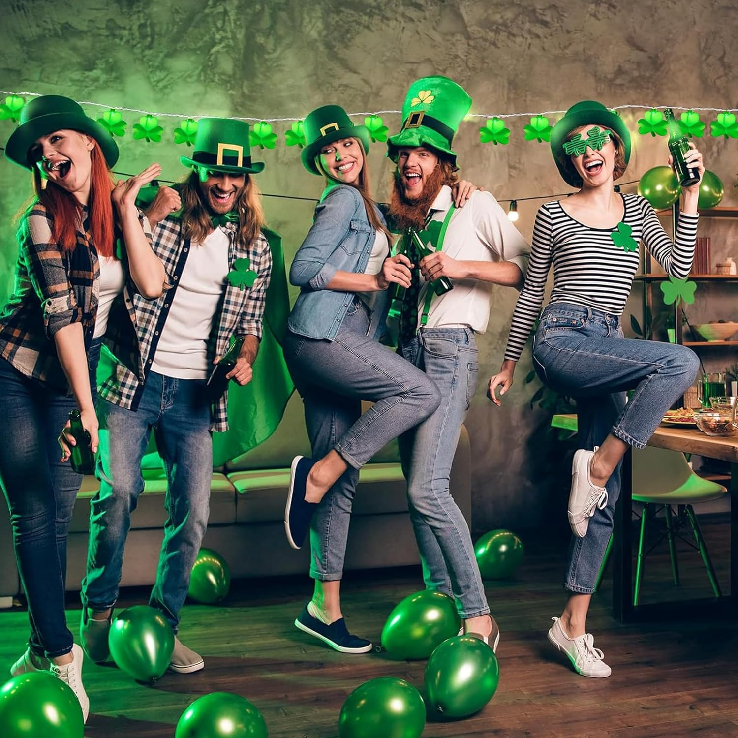 St. Patrick's Day 8.5ft Waterproof Shamrock LED Lights for Outdoor Decor