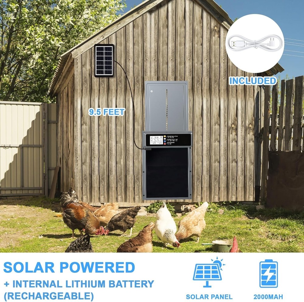 Efficient Remote-Controlled Chicken Coop Door - Solar Powered with LCD Display