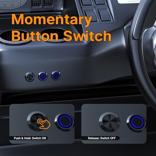 16MM Momentary Push Button Switch 12V 5A Screw Terminals Waterproof Black-2