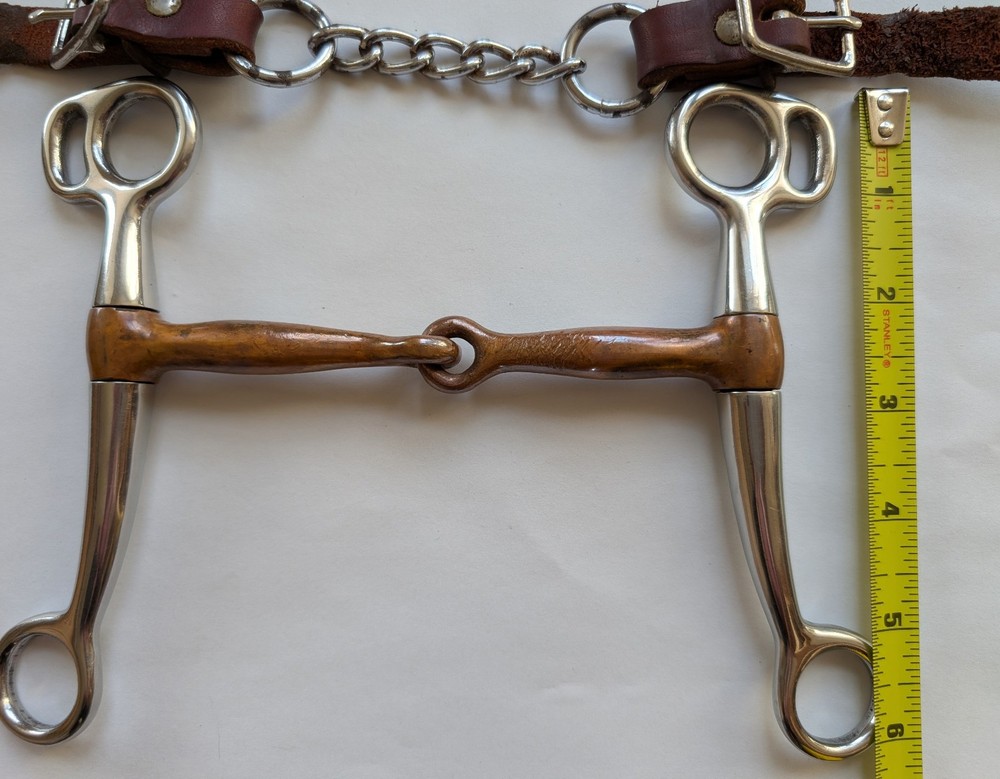 Tom Thumb Western Snaffle Bit Copper mouth 5” with Chain