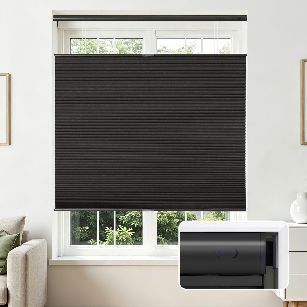 No Tools No Drill Blinds for Indoor Windows, Cordless Window Blinds Cellular ...