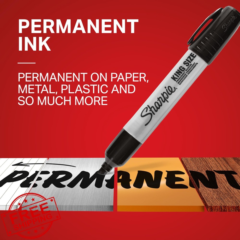 Sharpie King Size Permanent Markers, Chisel Tip Black, 12 Count