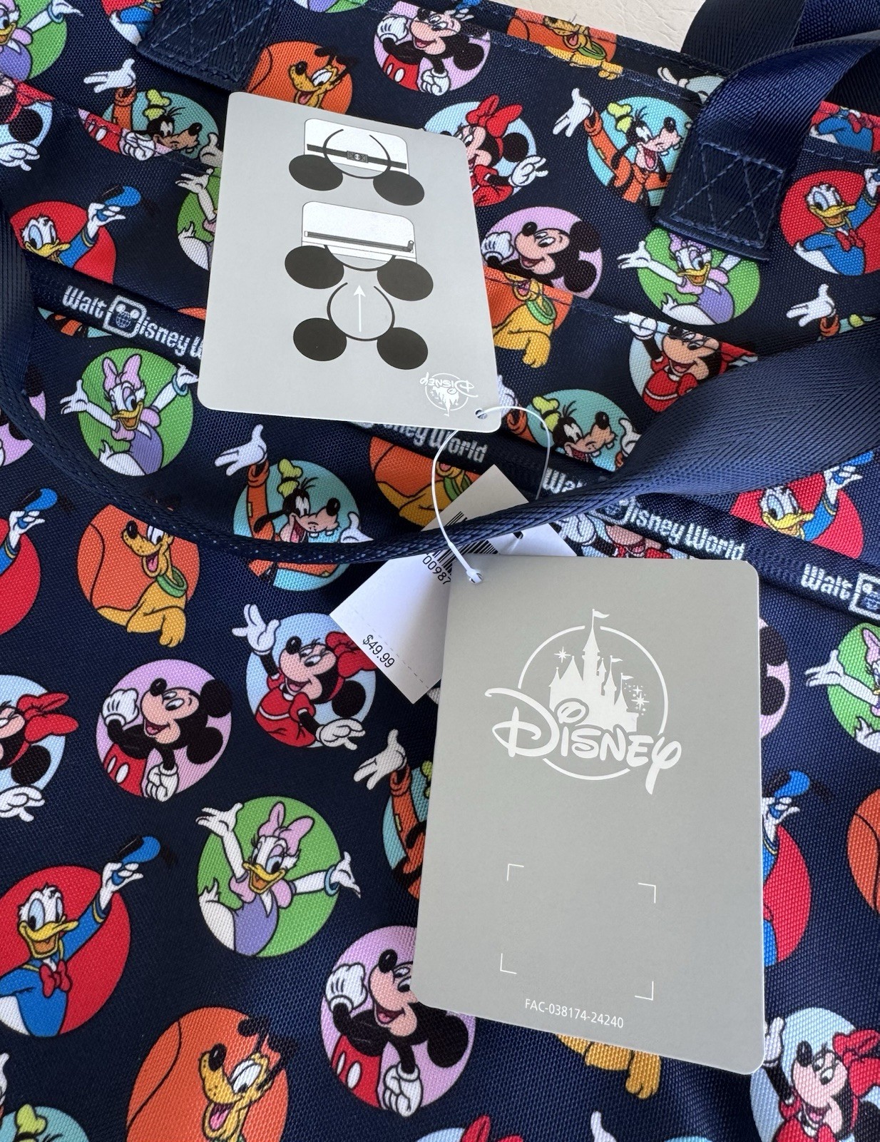 DISNEY PARKS MICKEY & FRIENDS BUBBLE BUTTON TOTE BAG NEW WITH TAGS