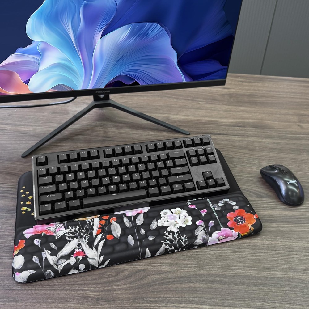 Computer Keyboard Stand with Wrist Rest, Ergonomic Tilted Keyboard Holder - K...
