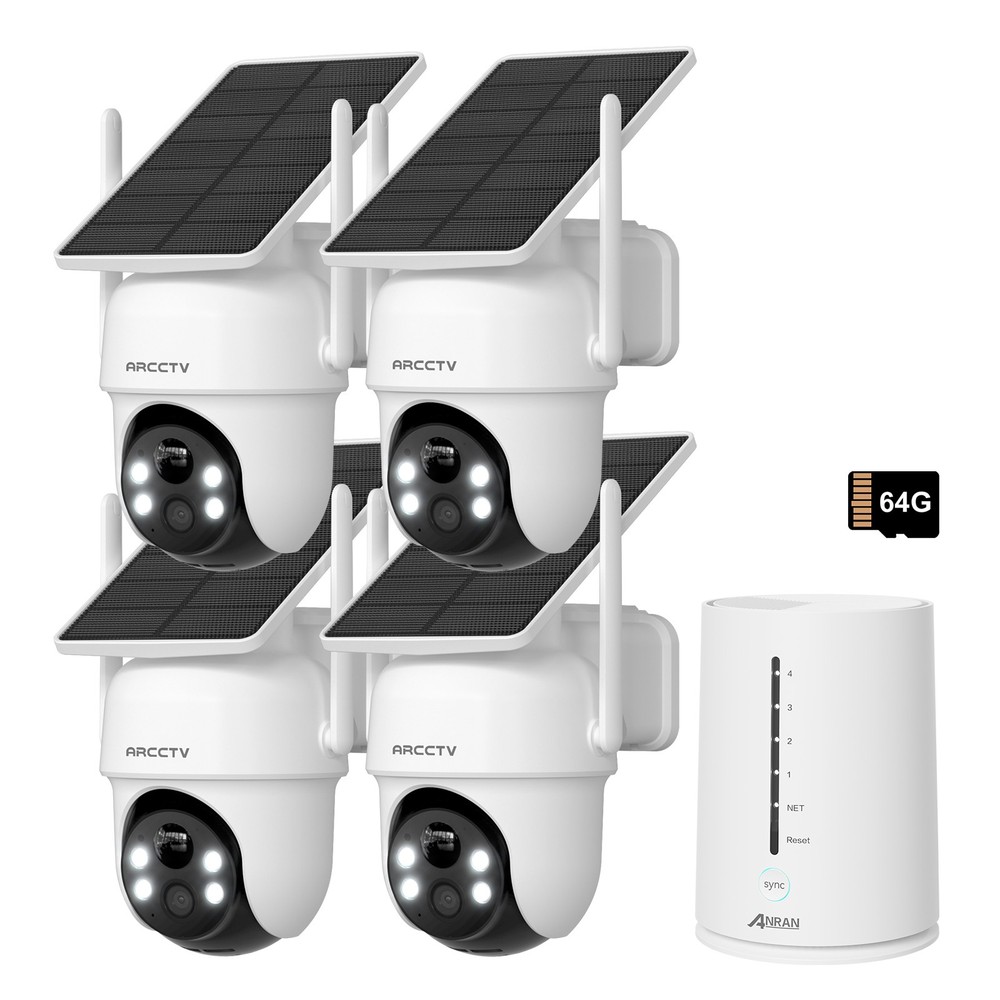 ARCCTV 4MP HD WiFi6 Wireless Solar Battery Powered Security Camera System 4-Pack