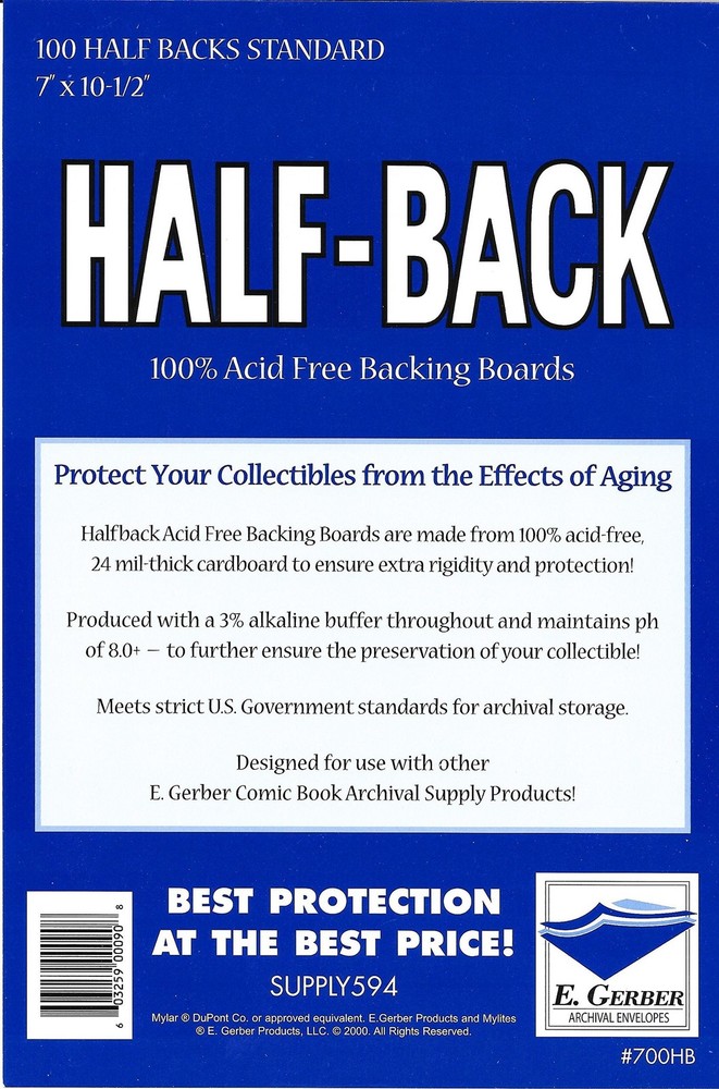 E.gerber 100 Half-backs Standard Comic Size - 7” X 10-1/2”