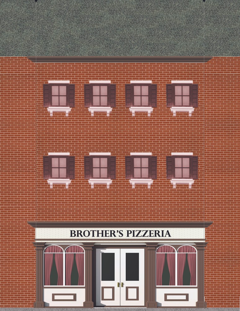 10 Strorefront Flat Buildings for Backgrounds for O Scale Train Layout