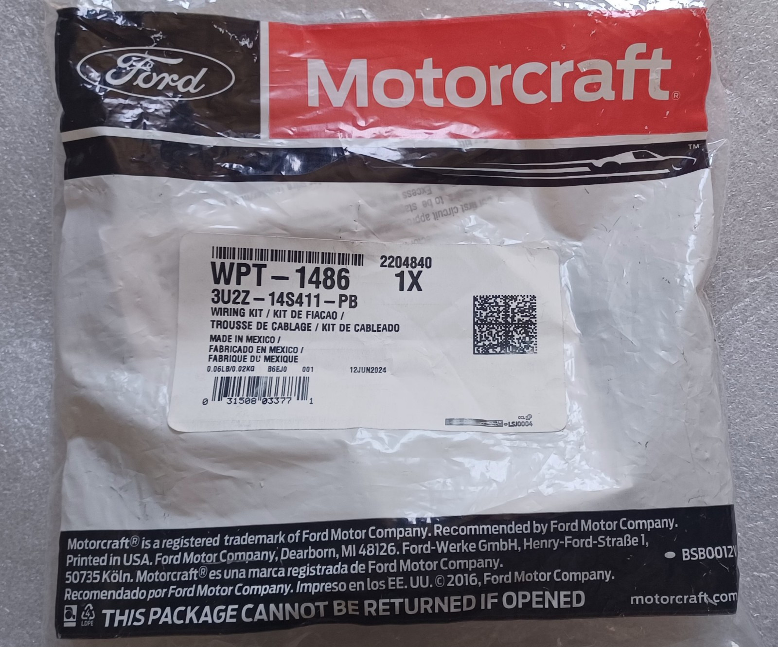 Seat Memory Module Connector-HVAC Blower Motor Connector Motorcraft WPT-1486