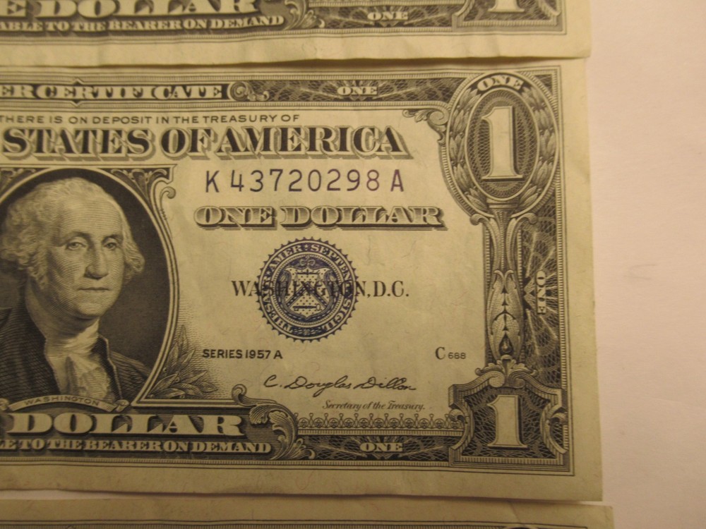 FOUR Consecutive 1957 A $1 Silver Certificates, UNC