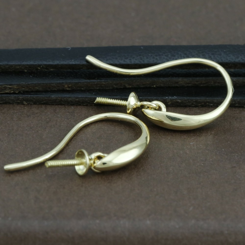Genuine 18CT Solid Yellow Gold Pearl Hooks - 1 Pair