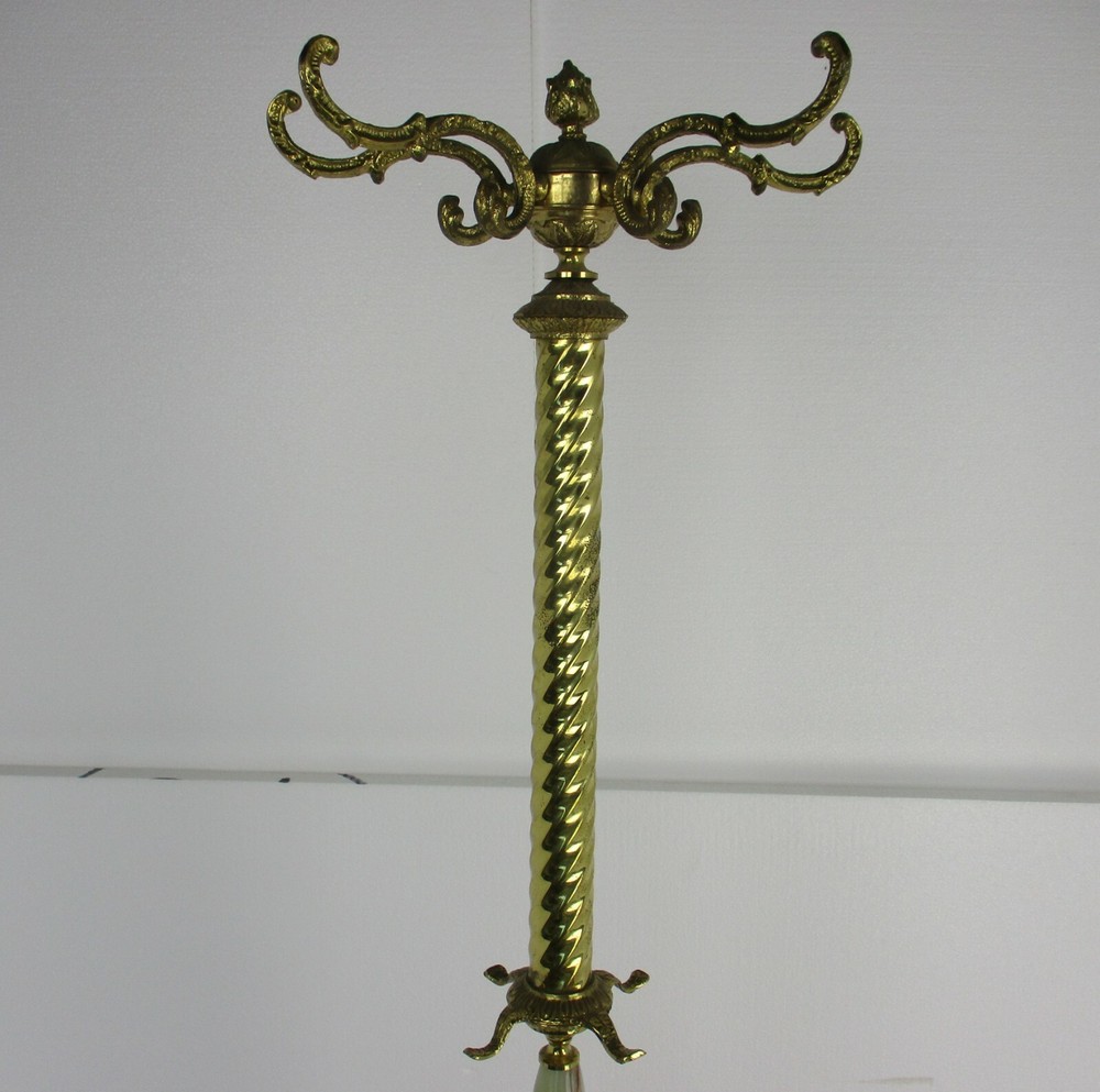 Mid Century Modern Cast Brass Hall Tree Coat Hat Rack Marble Base Eyecatcher