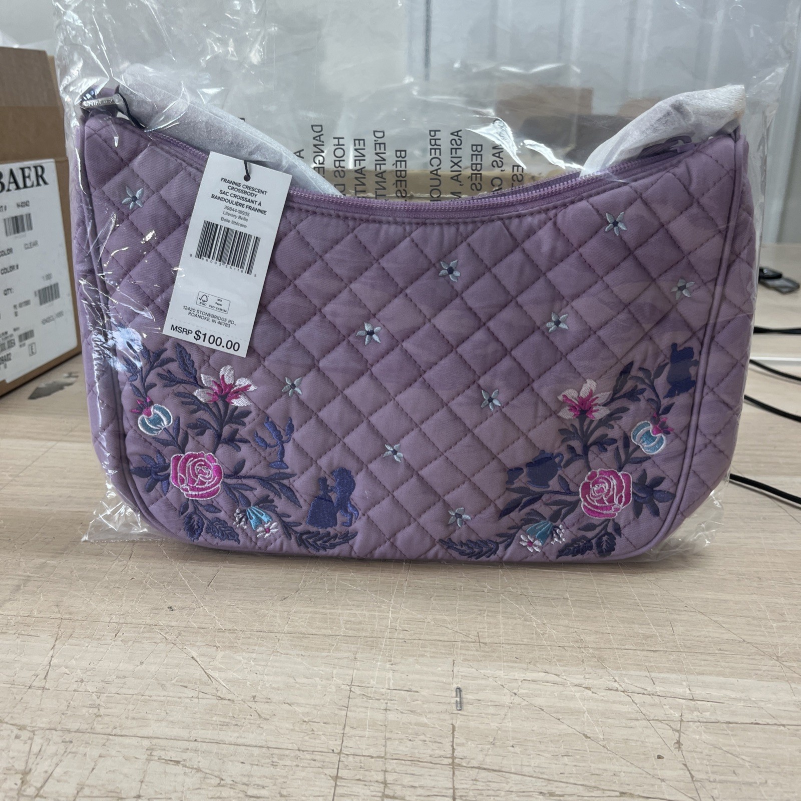 2024 Vera Bradley Beauty And The Beast Frannie Crescent Cb NEW With Tags Disney