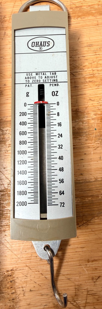 OHAUS Spring Scale up to 2000g 72oz 8004 USA Pull Tool NIB