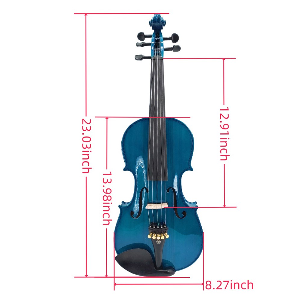 Electric Violin Blue 5 String 4/4 Full Size Maple Spruce Solid Violin Hand Made