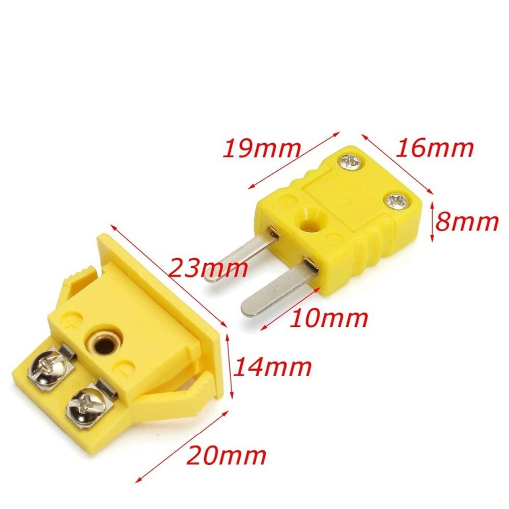 2 Set K-Type Panel Mount Thermocouple Miniature Socket and Plug Connector Yellow