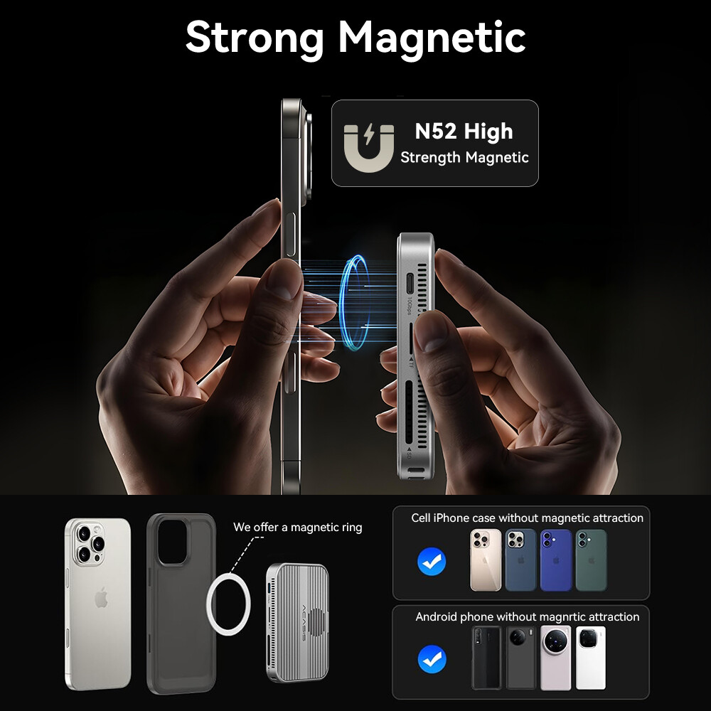 ACASIS 10Gbps Magnetic SSD Enclosure & Docking Station for iPhone 15/16/17 Serie