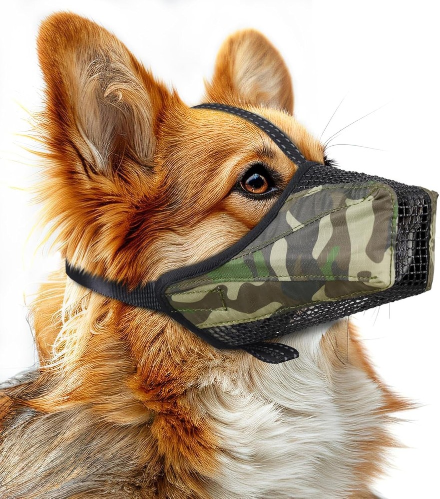 Mesh Dog Muzzle Breathable Soft Dog Muzzle W/ Reflective Straps Secure Fit