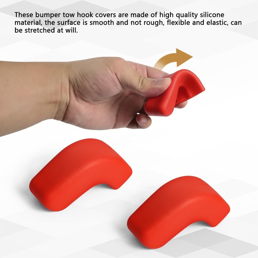 2PCS Bumper Tow Hook Covers, Front Bumper Tow Hook Protector Compatible with Red