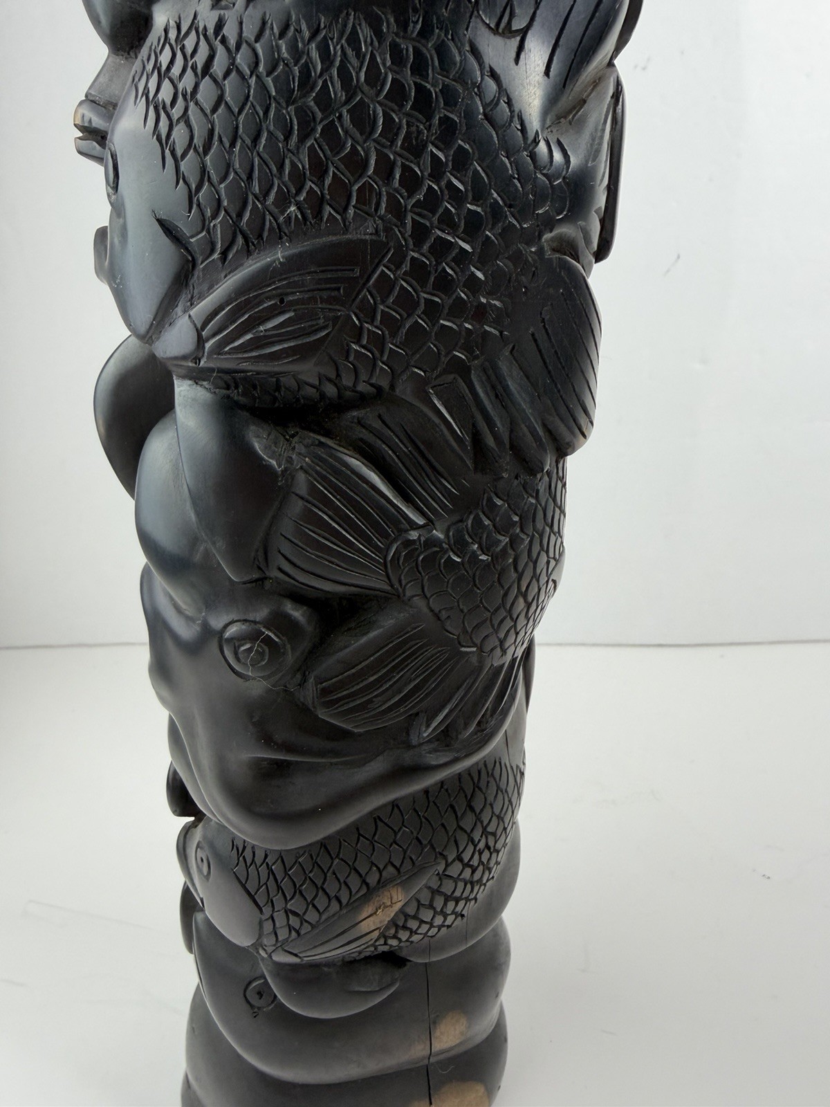 Vintage Hand Carved Solomon Islands Sea Spirit Tower Sculpture Gatokae Island