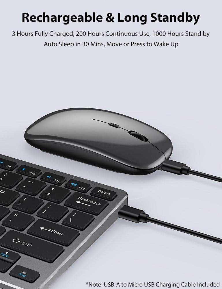 2.4G & Bluetooth Slim Compact 78 Keys Wireless Keyboard and Mouse Combo for Mac