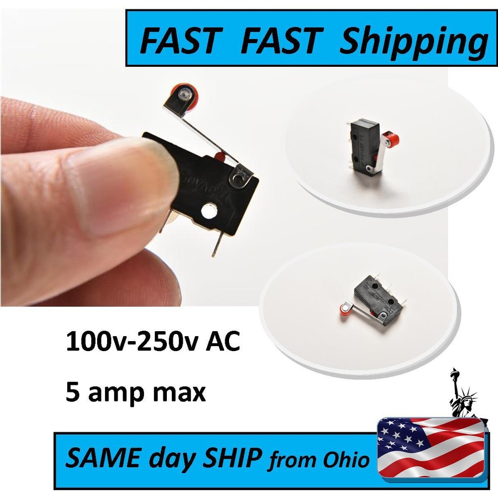 2 PACK -  125V-250V Micro Roll Lever Arm Normally Open Close Limit Switch 5A max