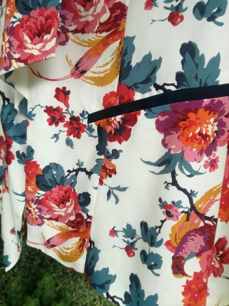 OASIS FLORAL LINED FITTED PEPLUM BACK JACKET SIZE 10