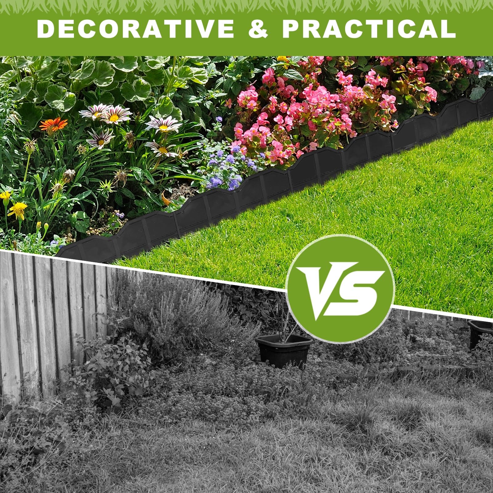 Landscape Edging, No Dig Interlocking Garden Edging Border for Landscaping, F...