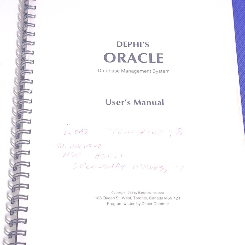 Commodore 64 Delphi's Oracle Database Management System User's Manual