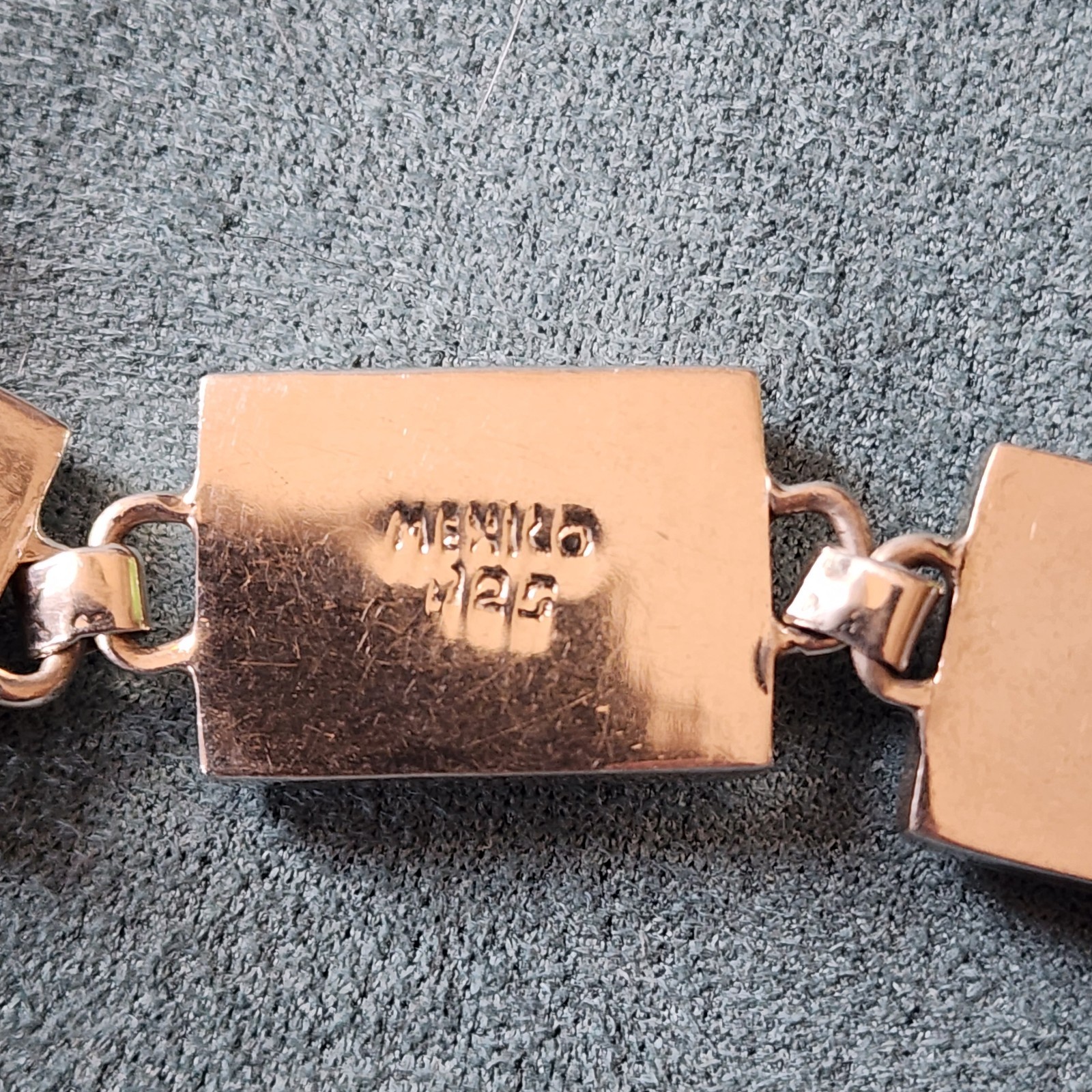 Vintage Mexican Silver Red Jasper Bracelet, Heavy Statement, Chunky Panel 7.25"