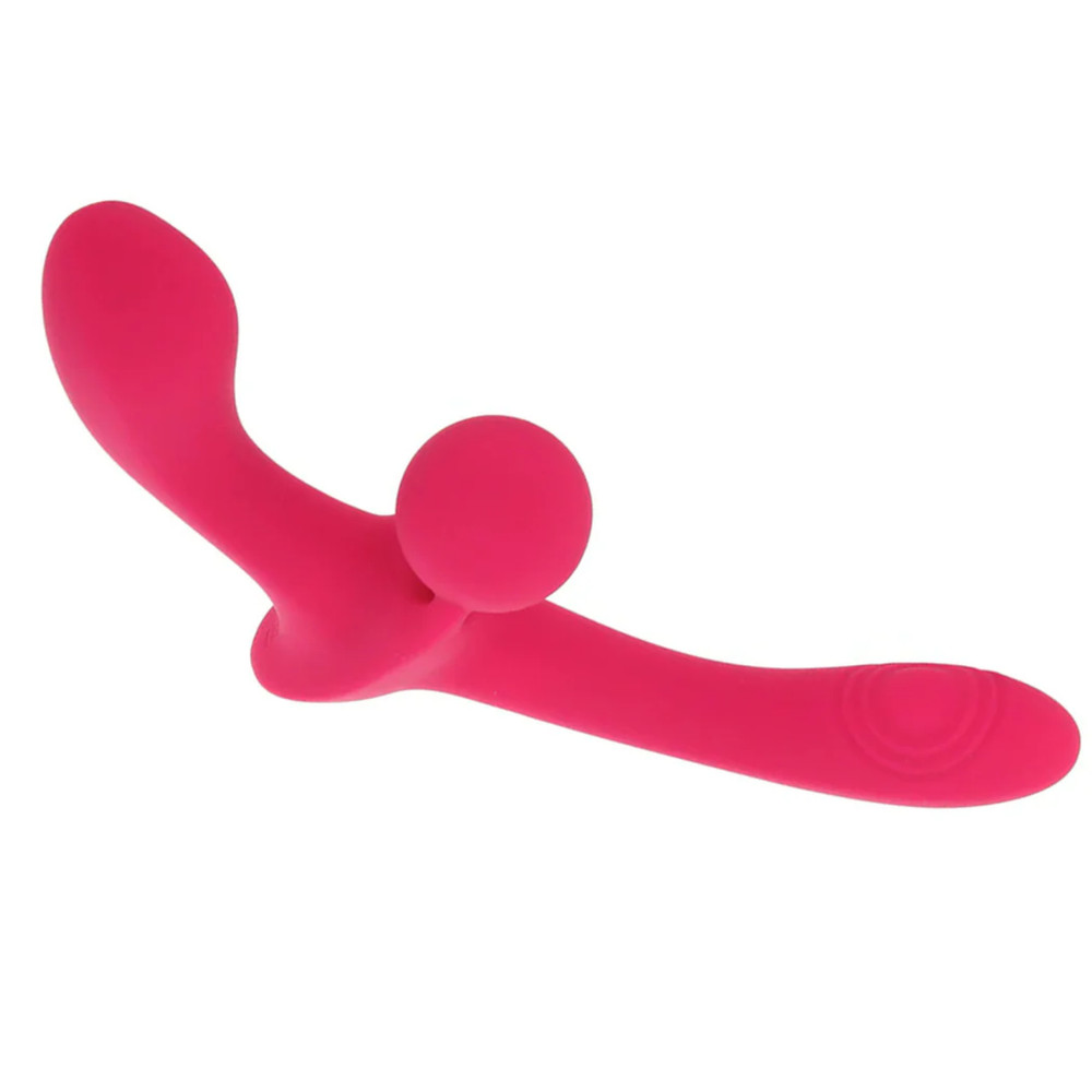 Silicone Double Tapping Stimulator Dual-Ended Vibrating Strapless Strap-On