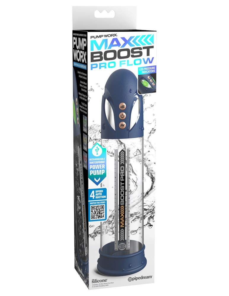 Pipedream Max Boost Pro Flow Waterproof Penis Pump Blue