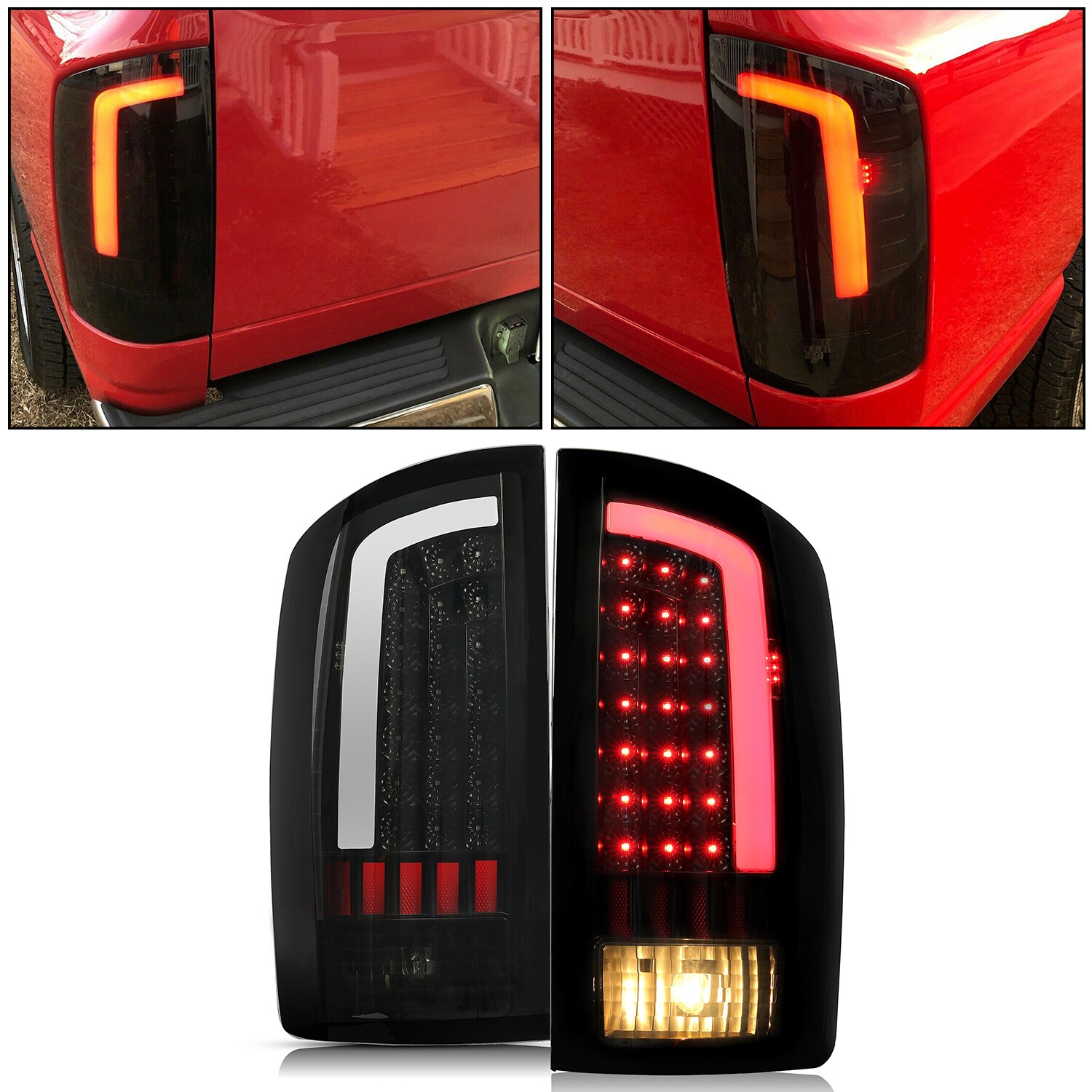 Tail Lights LED Lamps For 02-06 Dodge Ram 1500 2003-2006 2500 3500-Black Smoke