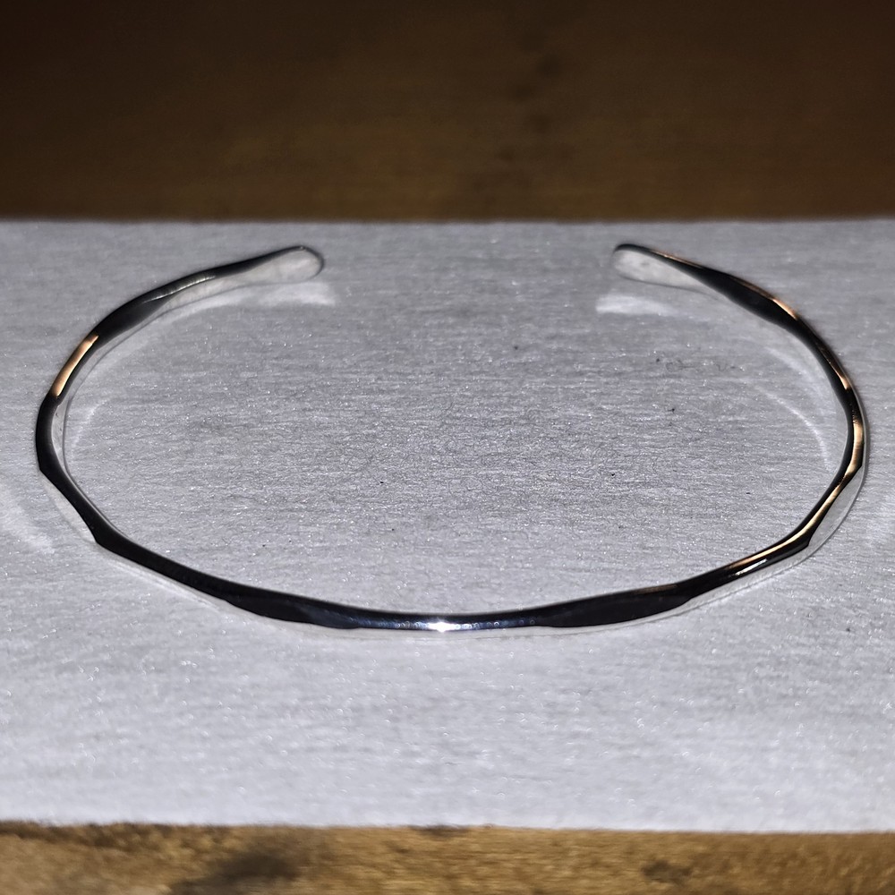 Sterling Silver 925 Cuff Bracelet Minimalist Bubble Wave Design