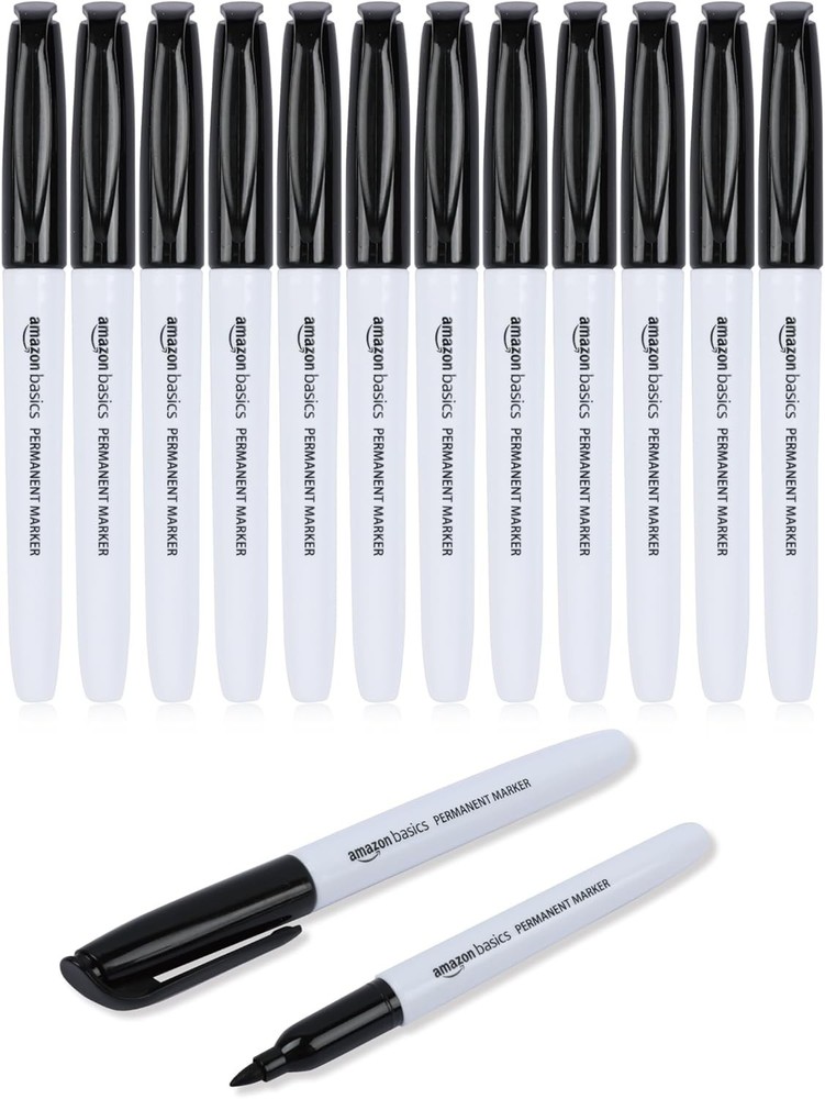 Vibrant Black Fine Tip Permanent Markers - 12 Pack, Non-Toxic & Versatile